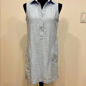 VINEYARD VINES blue denim jean chambray stripe shirt dress sz 0 pockets!!